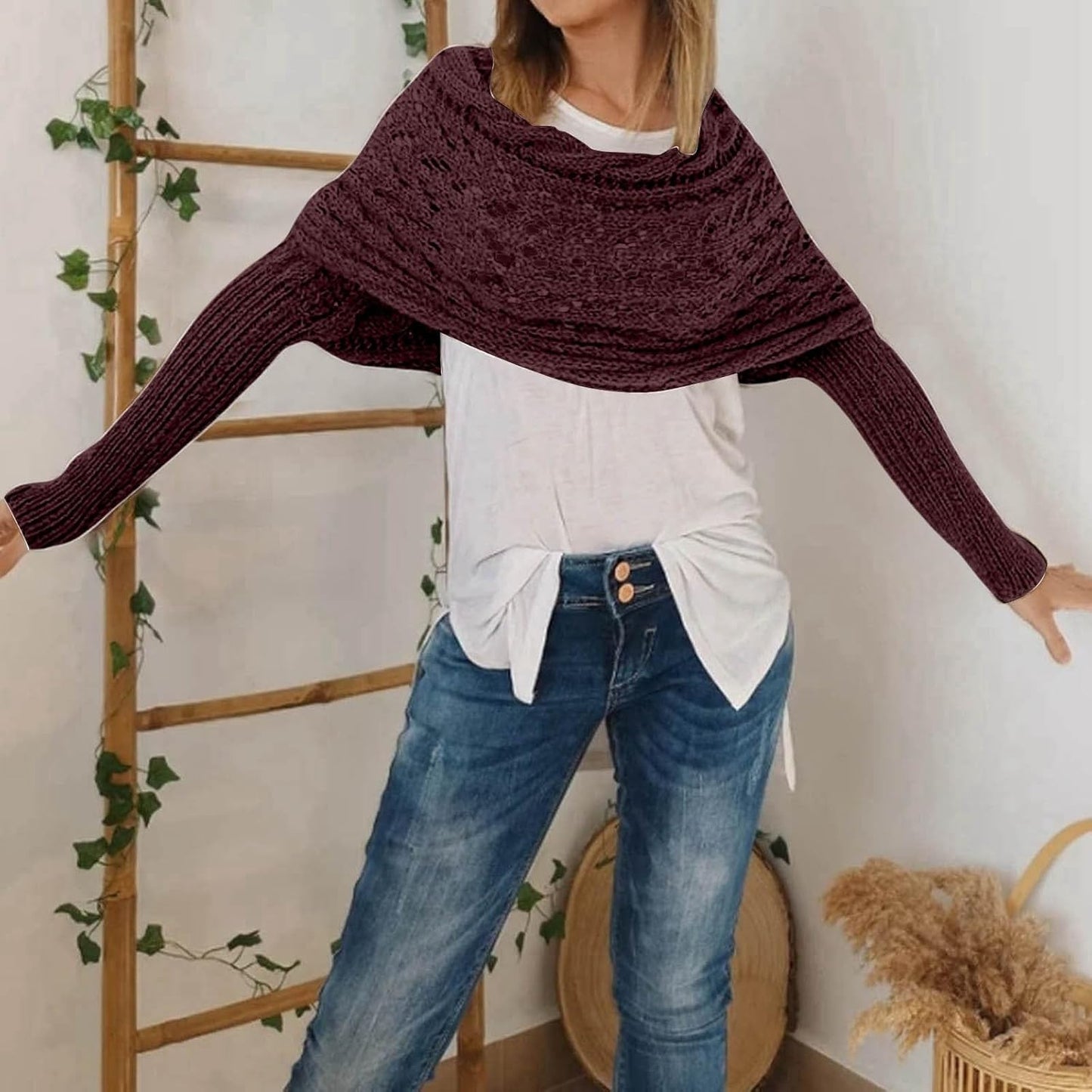 1 Size Fits ALL - Knitted Sleeve Shawl