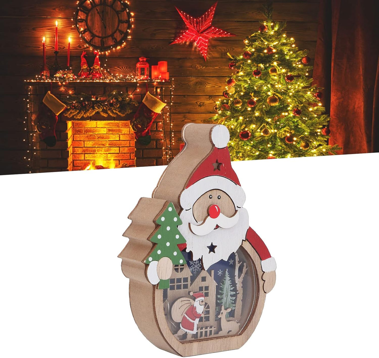 SantaGlow Wooden Ornament