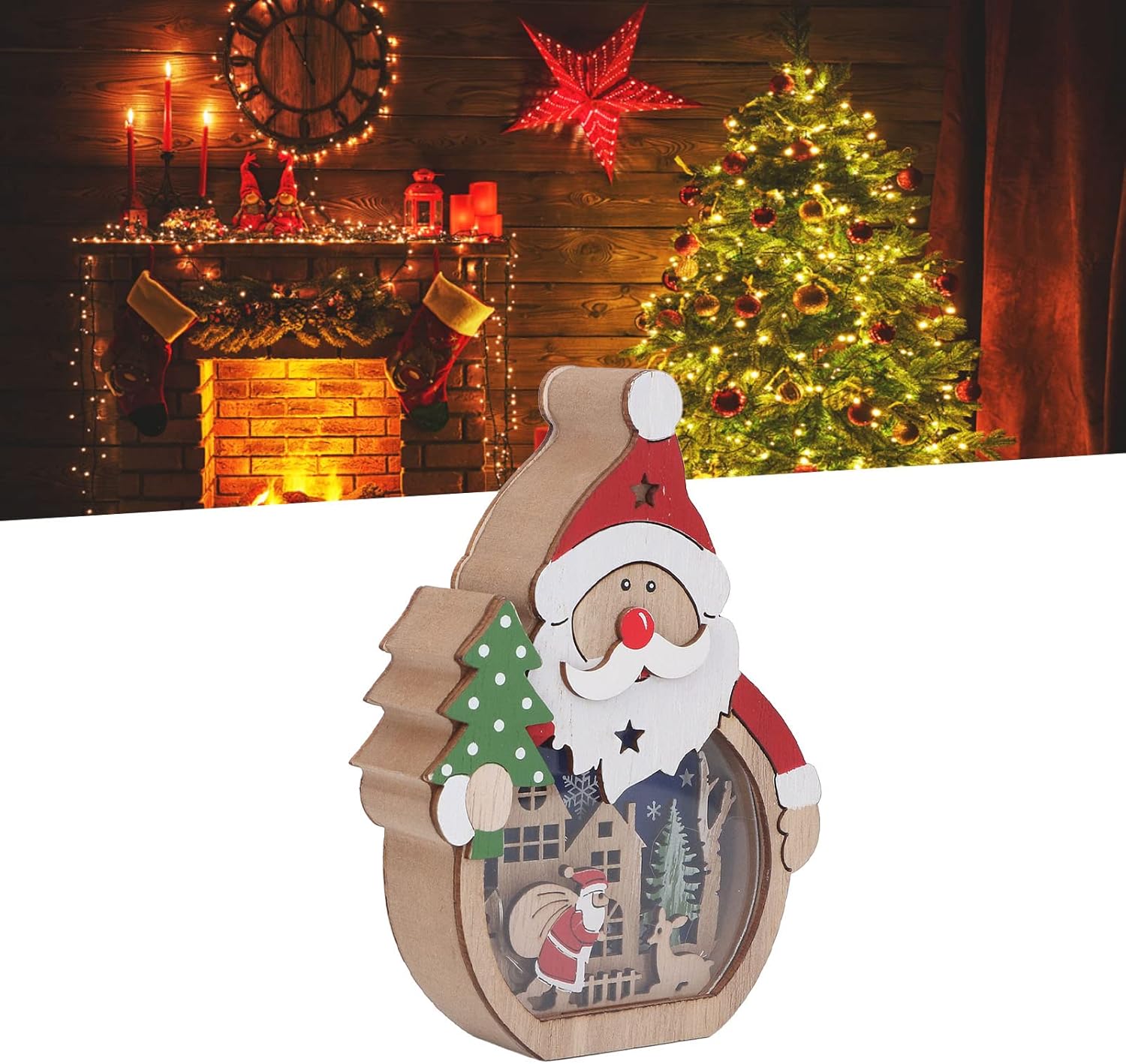 SantaGlow Wooden Ornament