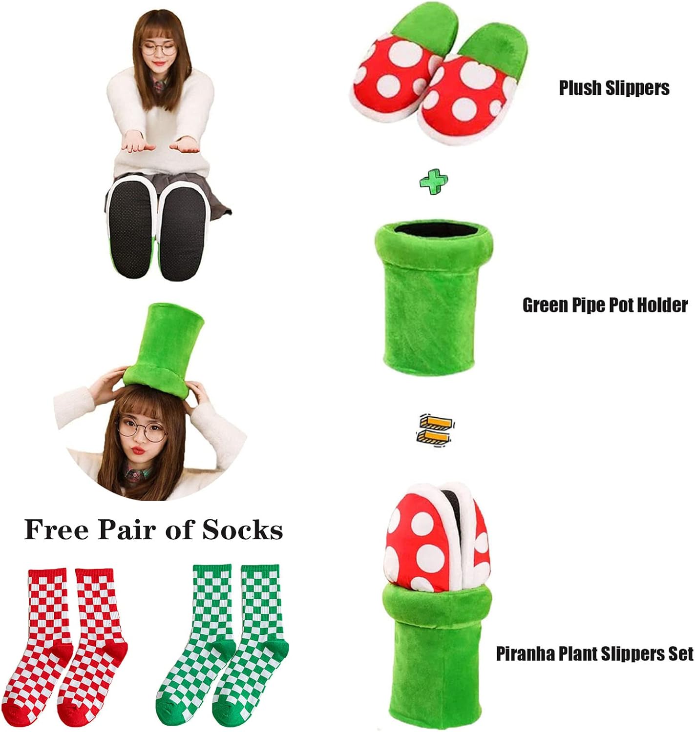 Piranha Plant Slippers with Pot Holder