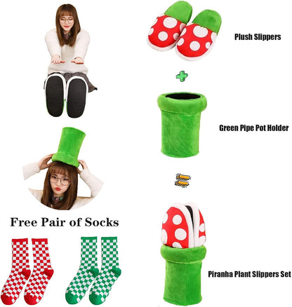 Piranha Plant Slippers with Pot Holder