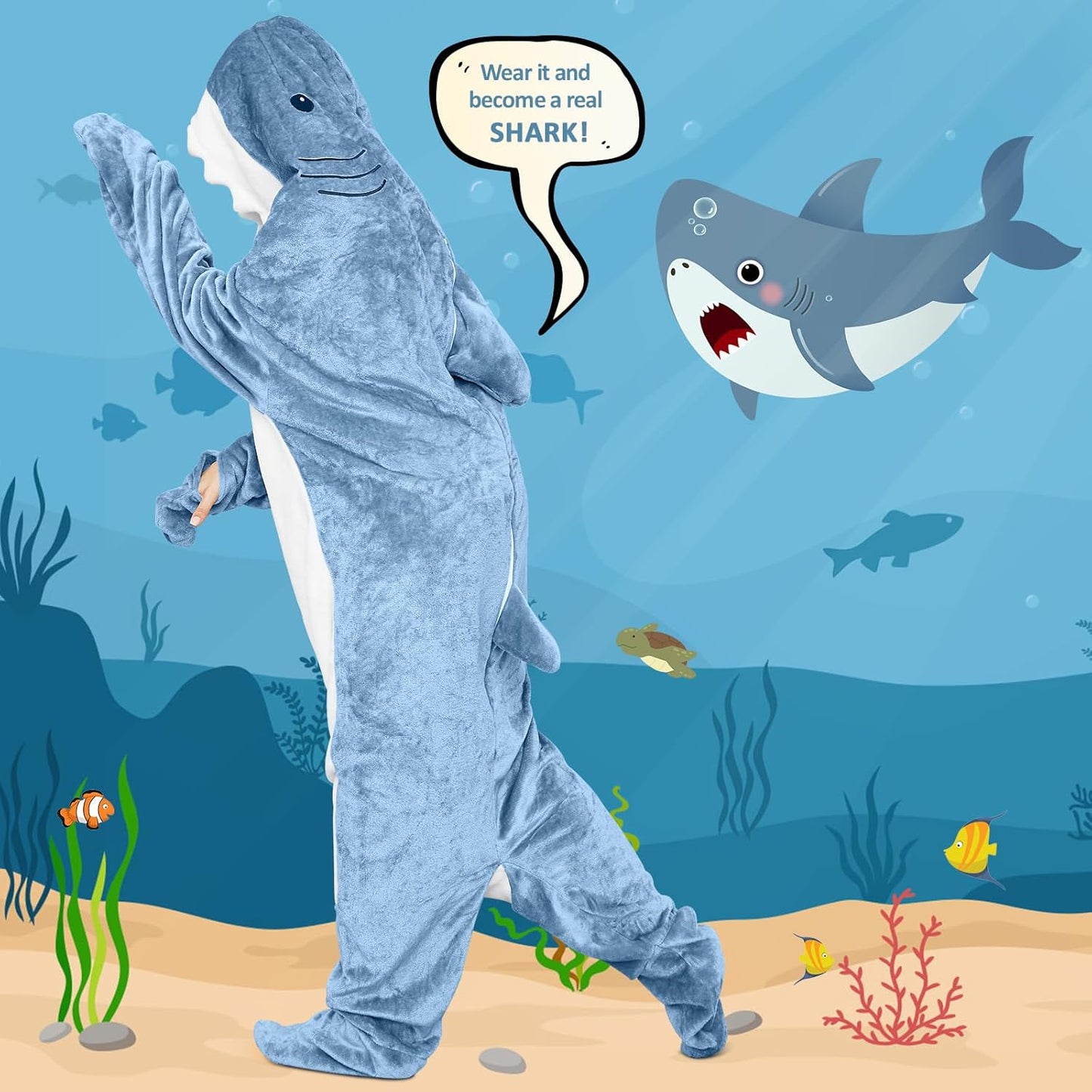 SharkSnug Blanket Onesie Hoodie
