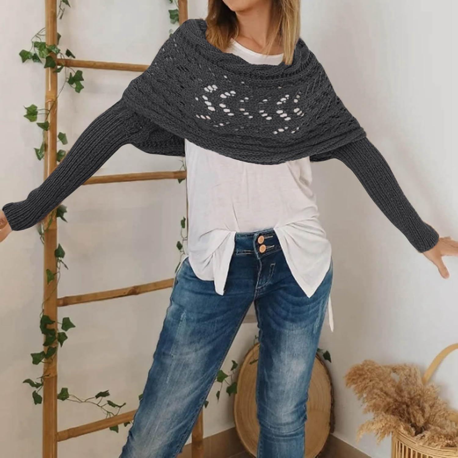 1 Size Fits ALL - Knitted Sleeve Shawl