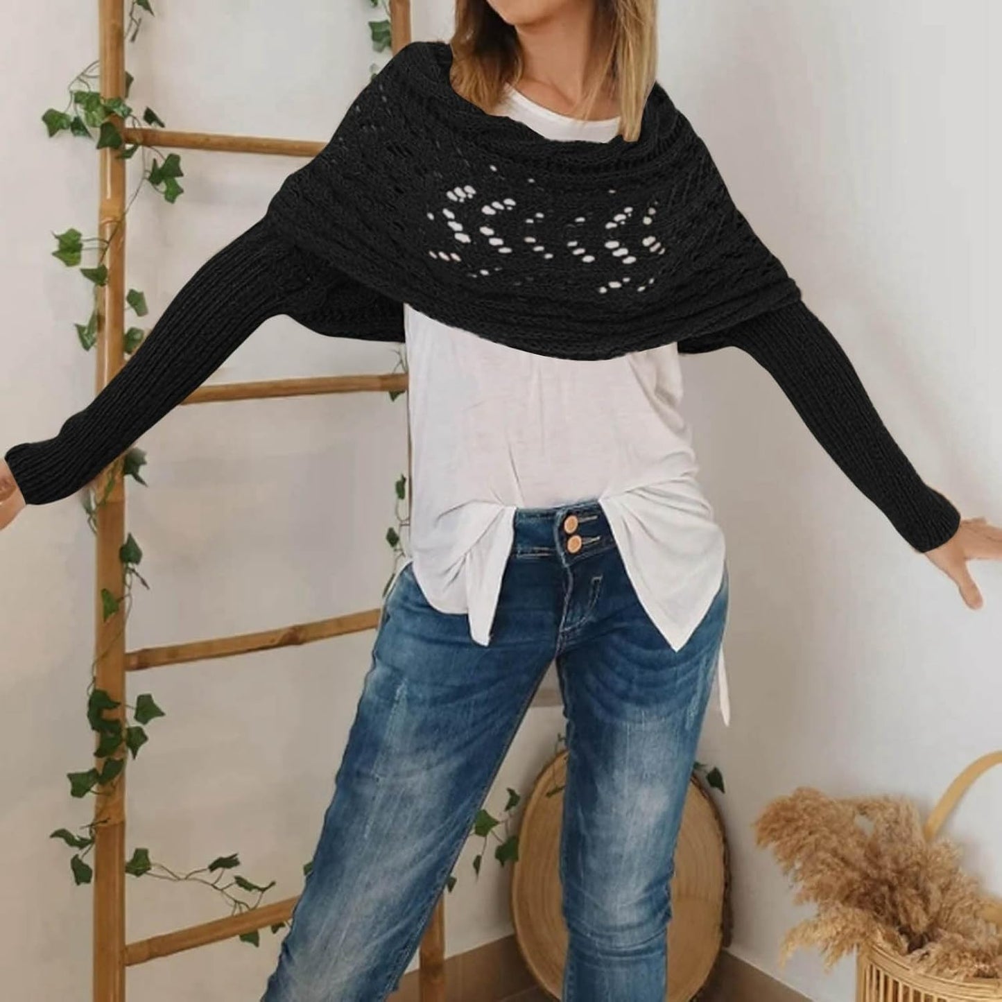 1 Size Fits ALL - Knitted Sleeve Shawl