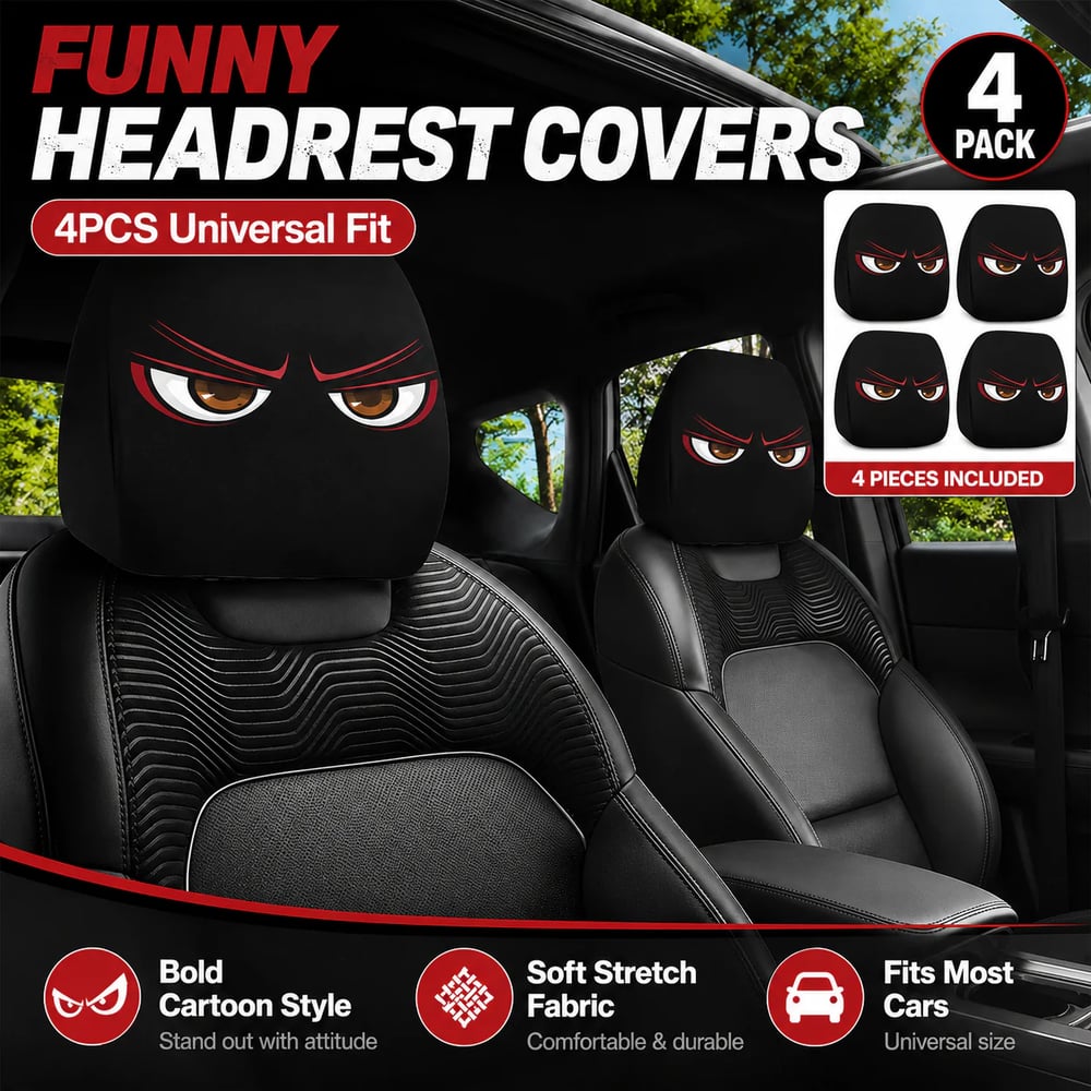 Funny Car Headrest Covers 2-Pack