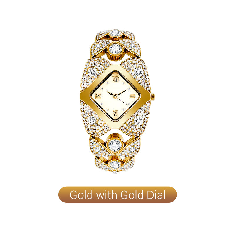 Retro Quartz Watch with Rhinestones