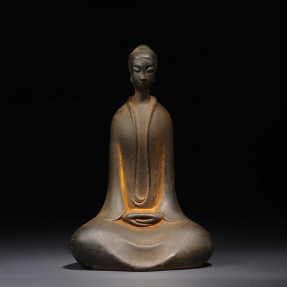 Vintage Iron Buddha Sculpture