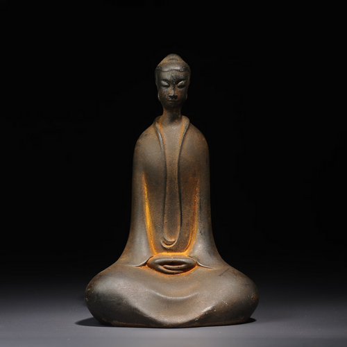 Vintage Iron Buddha Sculpture
