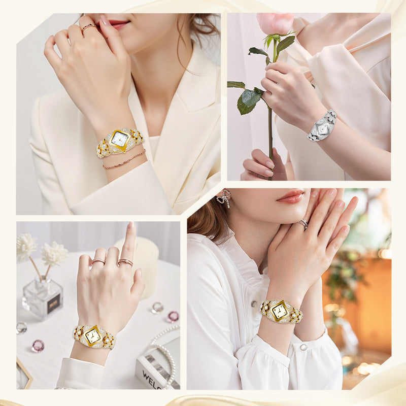 Retro Quartz Watch with Rhinestones