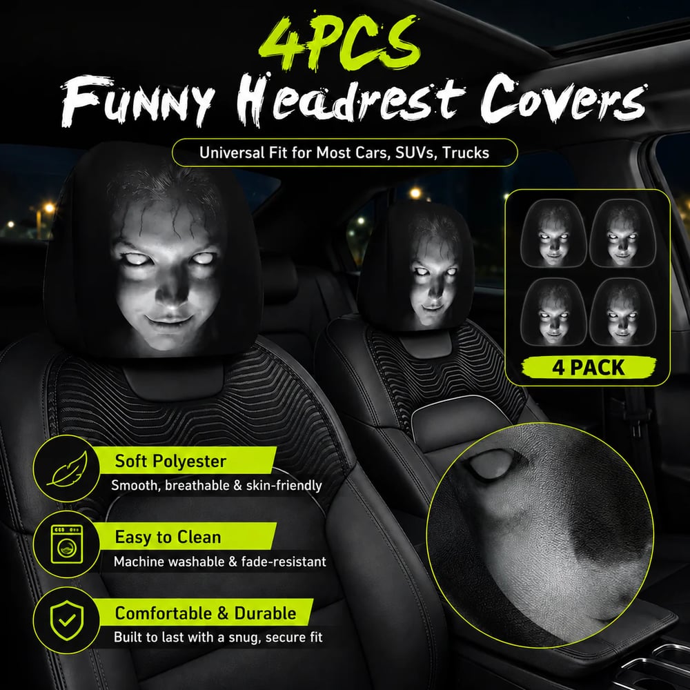 Funny Car Headrest Covers 2-Pack