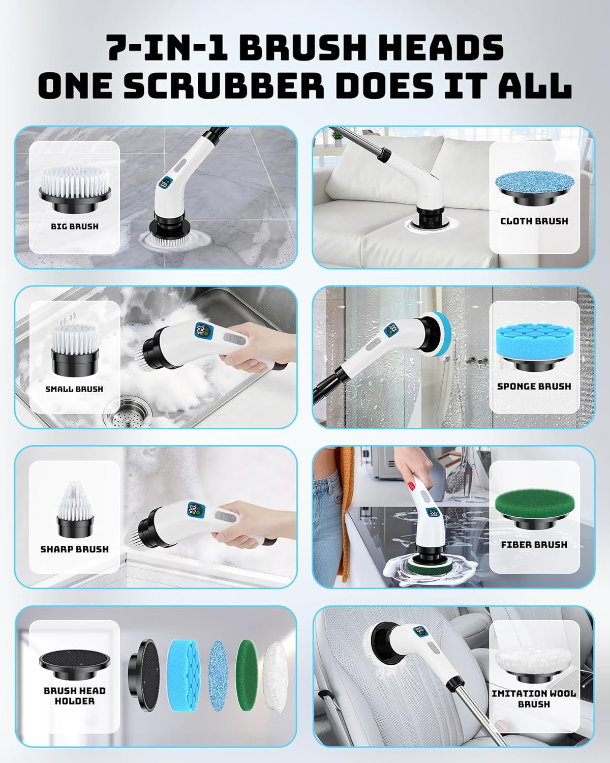 Electric Spin Scrubber 7 Brush Heads