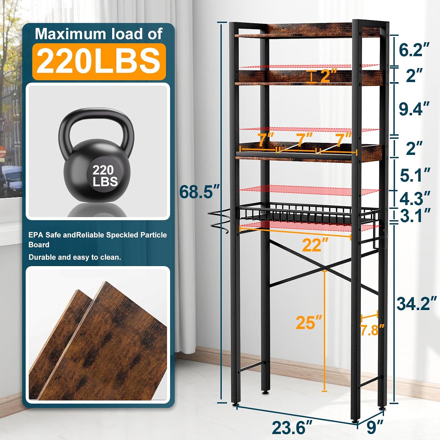 OverToilet Organizer 4-Tier