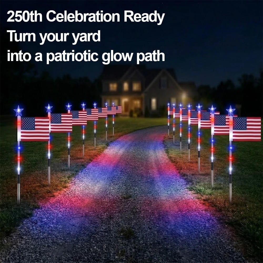 Solar American Flag Pathway Lights