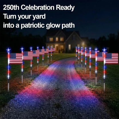 Solar American Flag Pathway Lights