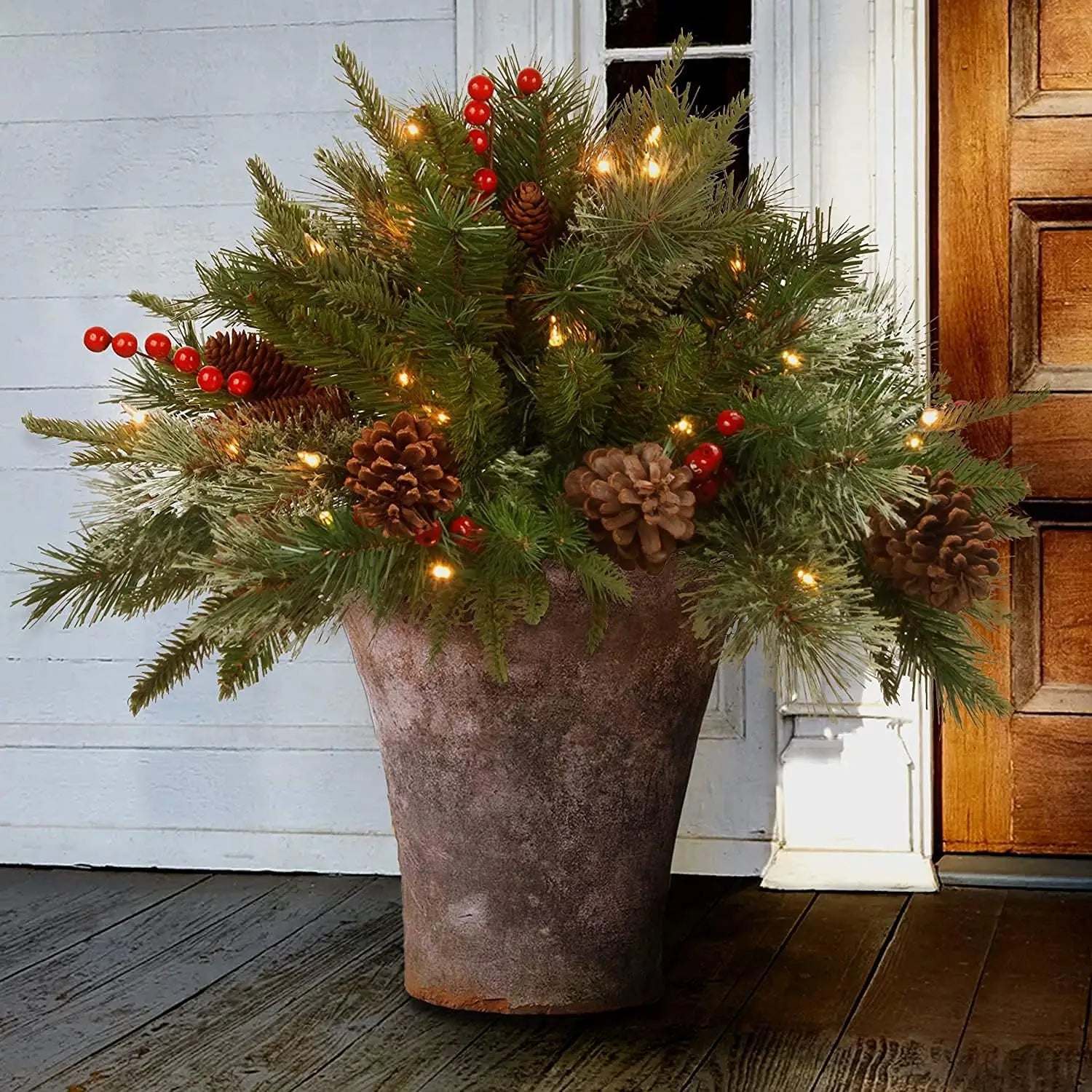 GlowPine Pre-Lit Christmas Urn Filler