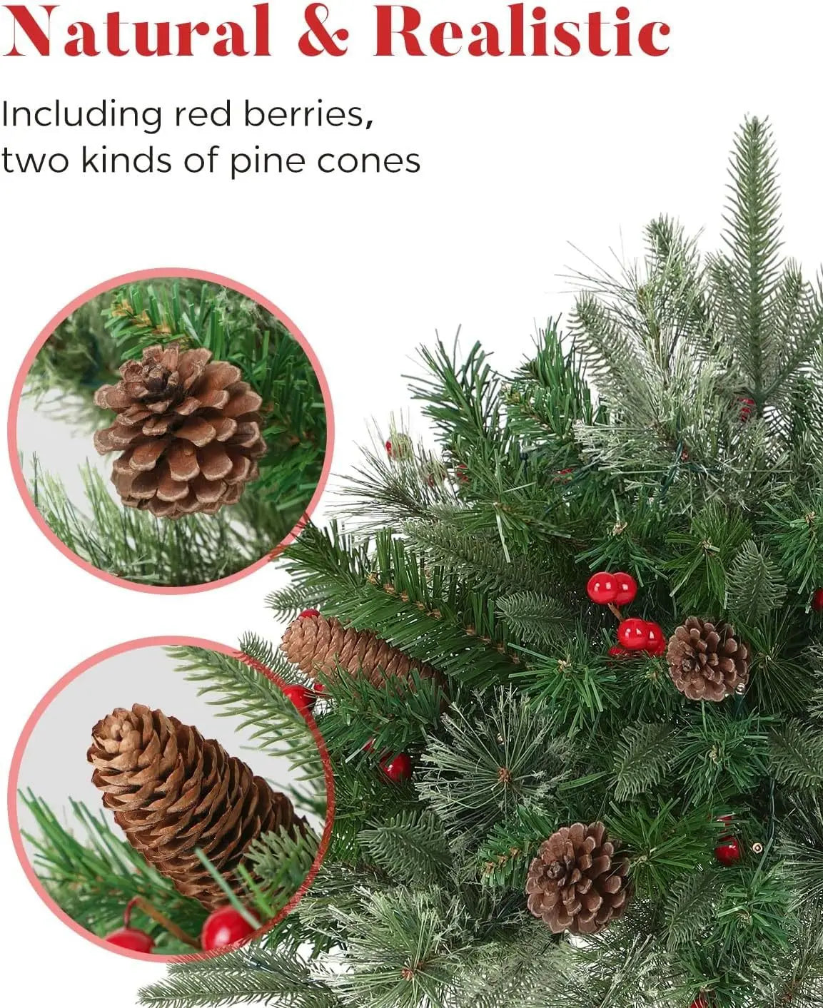 GlowPine Pre-Lit Christmas Urn Filler
