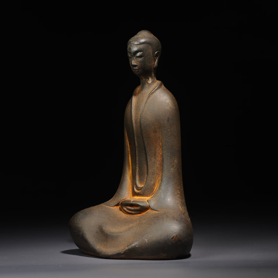 Vintage Iron Buddha Sculpture