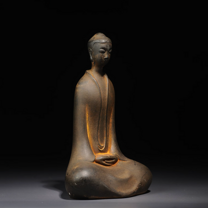 Vintage Iron Buddha Sculpture