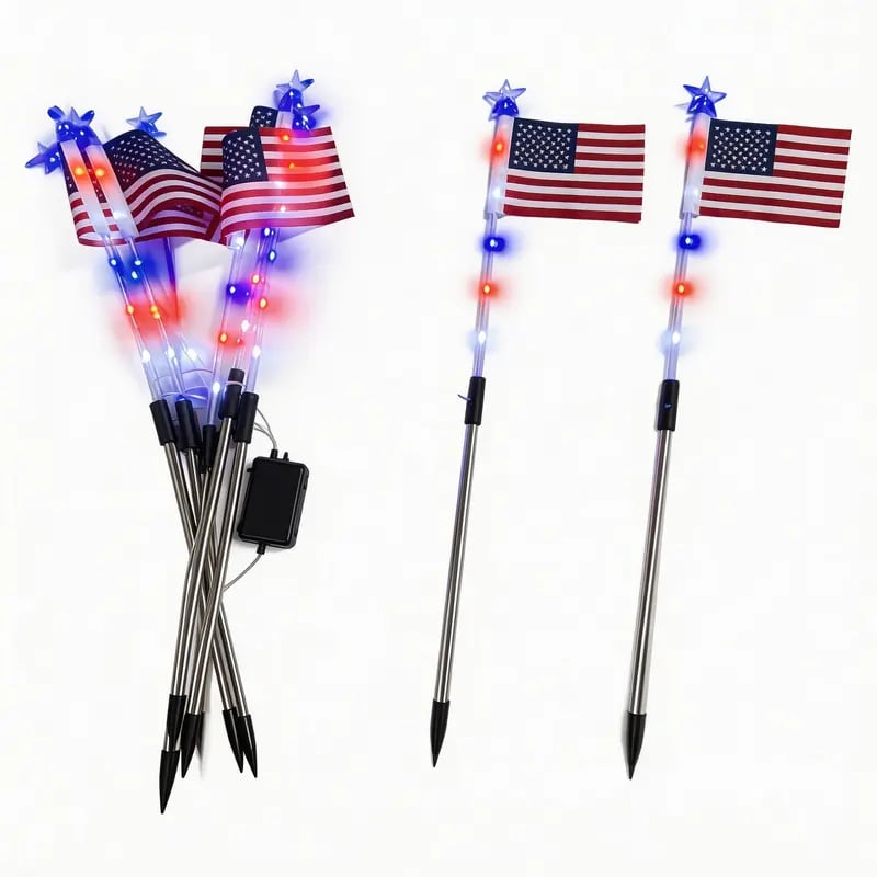 Solar American Flag Pathway Lights