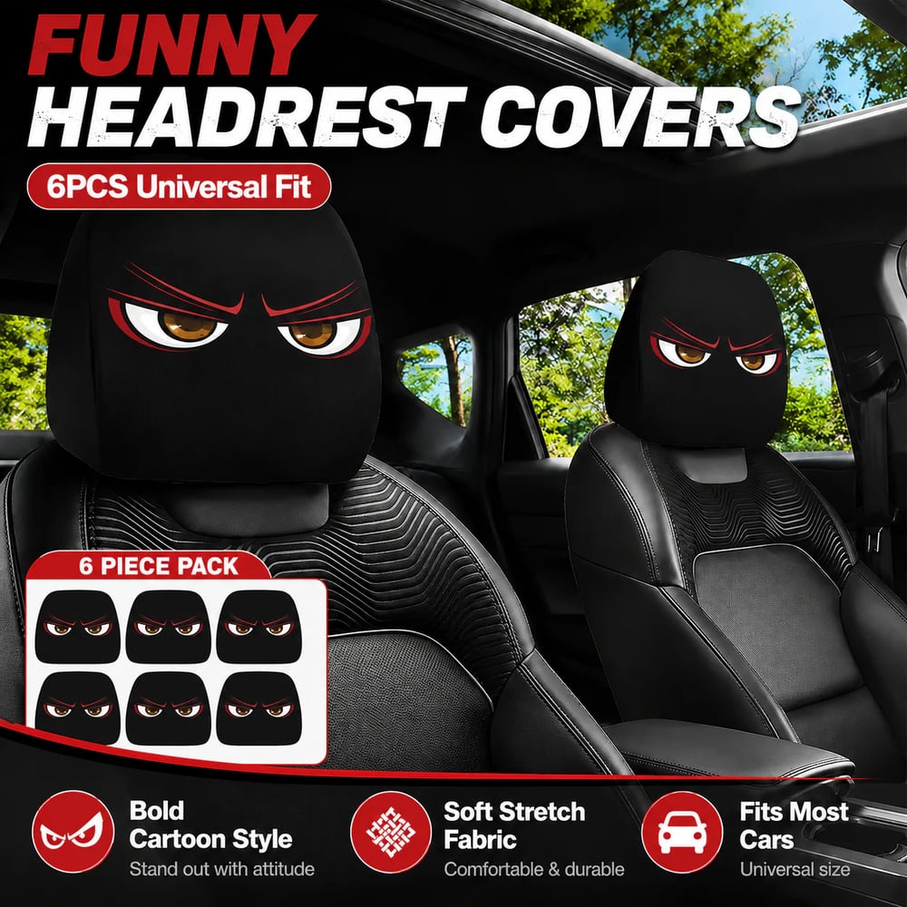 Funny Car Headrest Covers 2-Pack