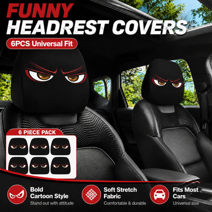 Funny Car Headrest Covers 2-Pack