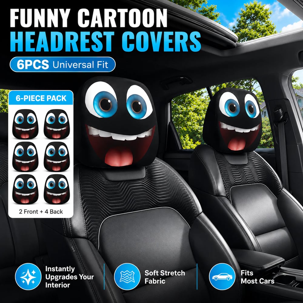 Funny Car Headrest Covers 2-Pack