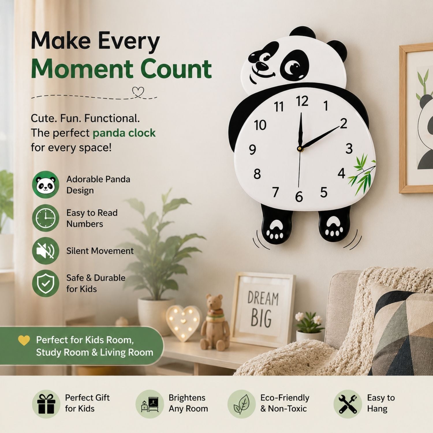 PandaTick™ – Moving Panda Wall Clock