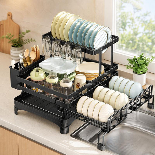 2-Tier Self-Draining Dish Rack