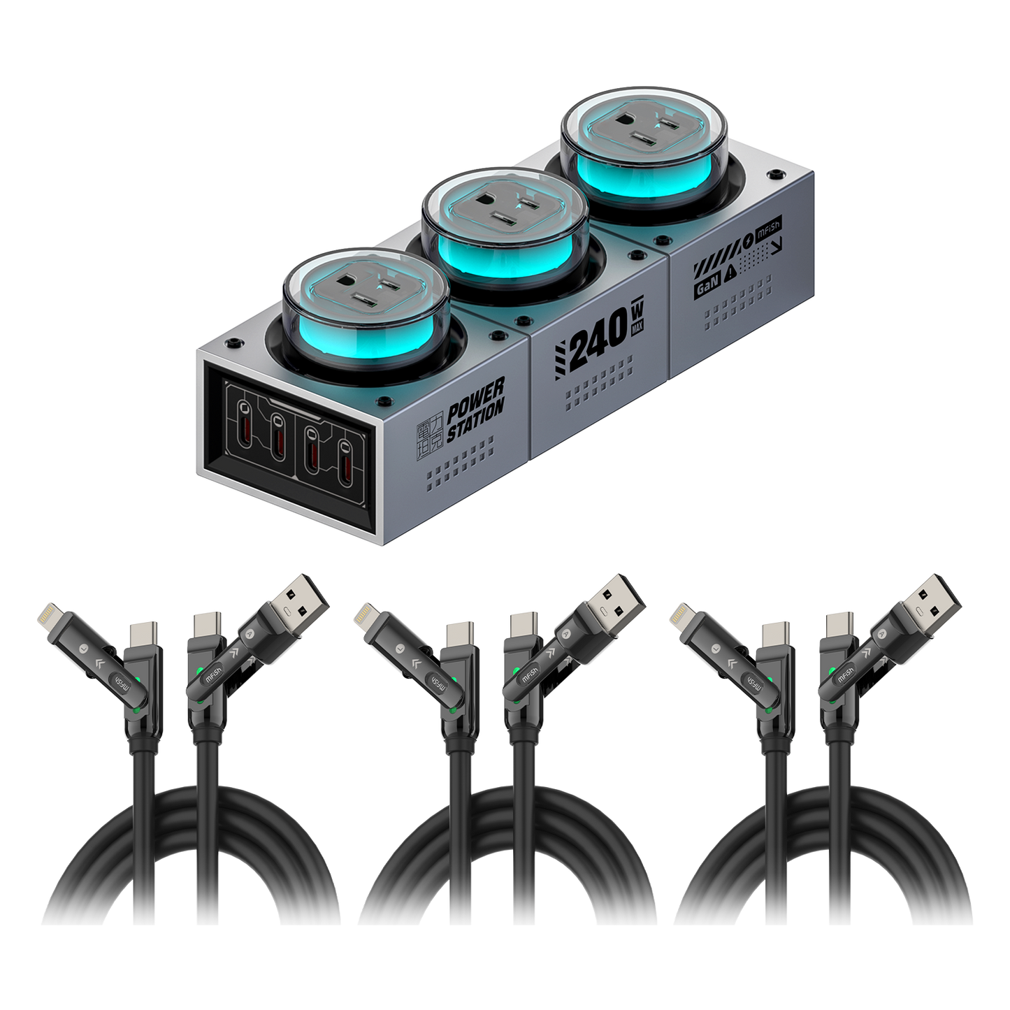PowerForge 7-in-1 GaN Charging Hub (240W USB-C + AC Power)