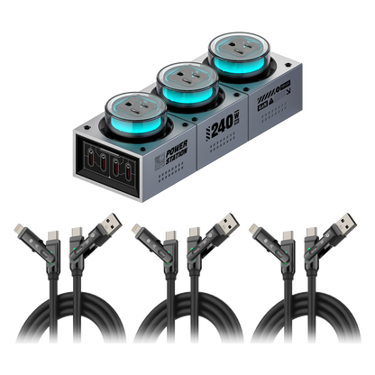 PowerForge 7-in-1 GaN Charging Hub (240W USB-C + AC Power)
