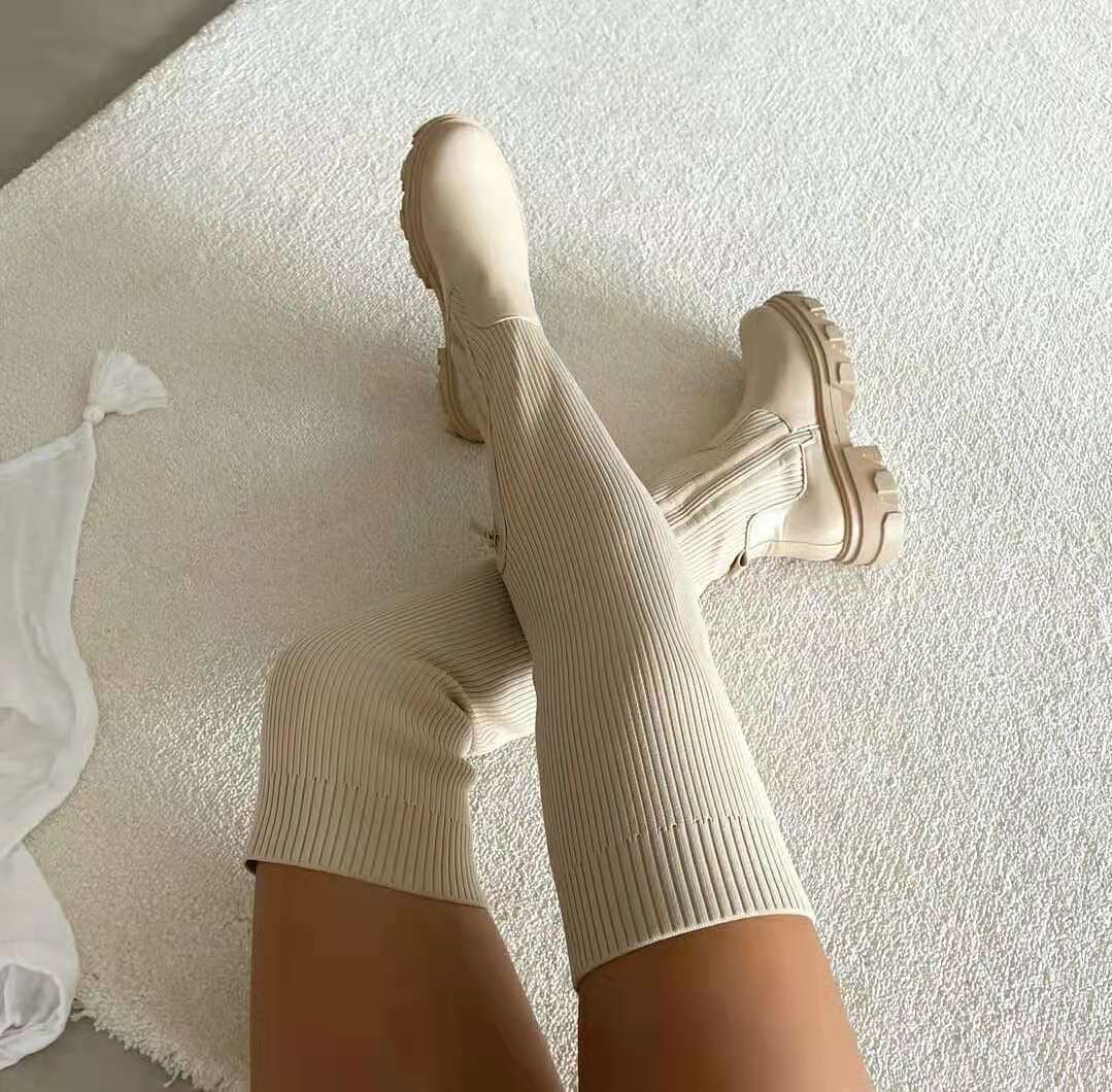 Knit Over-the-Knee Platform Boots