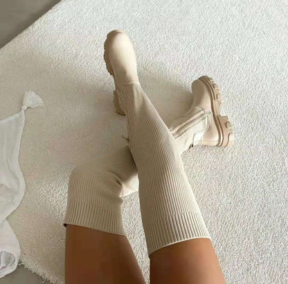 Knit Over-the-Knee Platform Boots