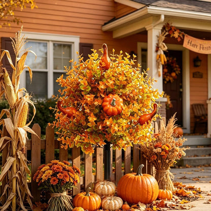 Halloween-themed eucalyptus pumpkin planting