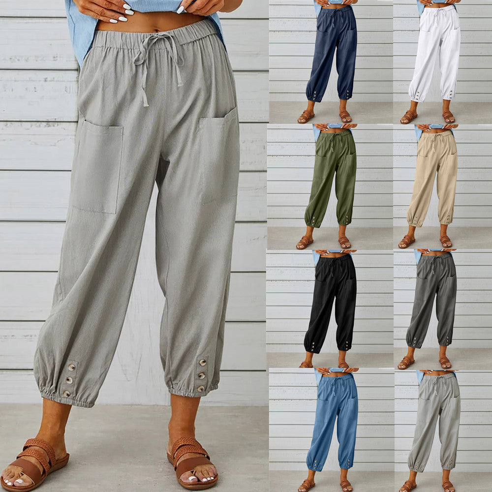 Women's Summer Cotton Linen Trousers