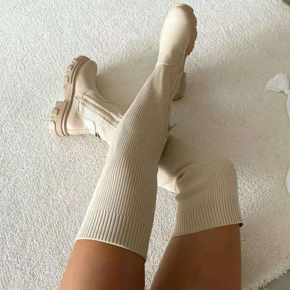 Knit Over-the-Knee Platform Boots