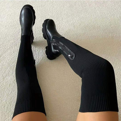 Knit Over-the-Knee Platform Boots