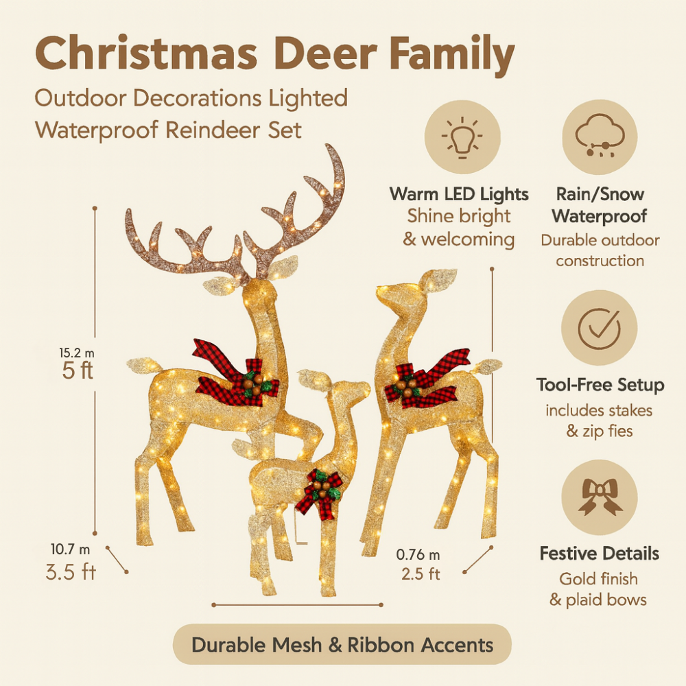 HolidayGlow Reindeer Family