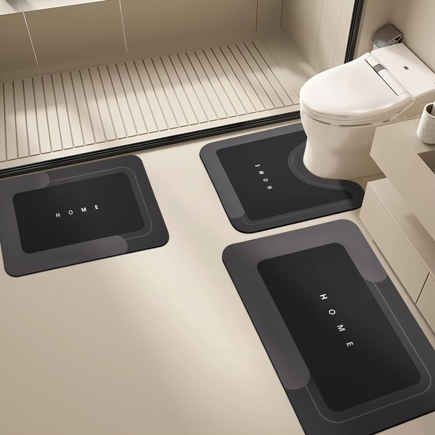 3pc Quick-Dry Bath Mat Set