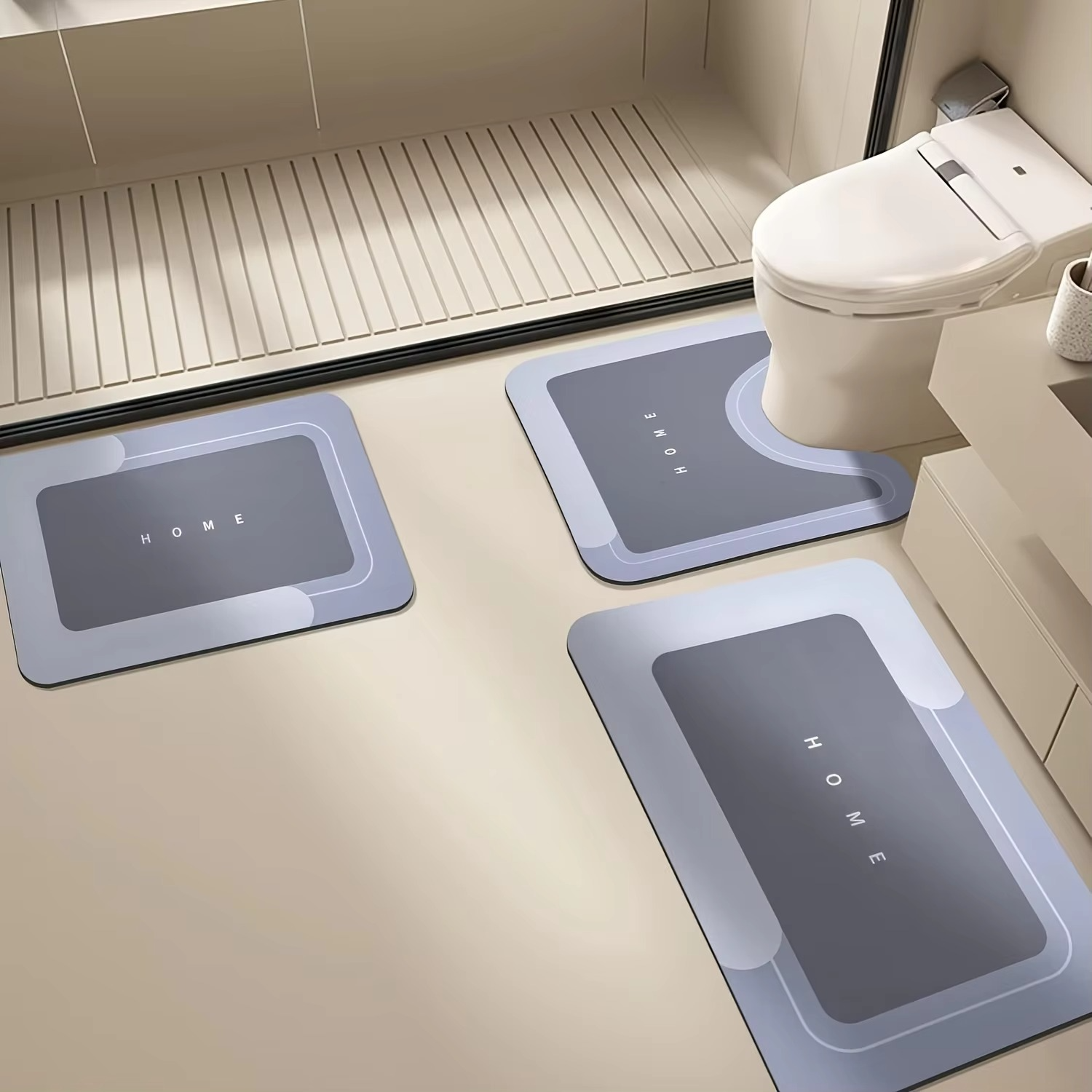 3pc Quick-Dry Bath Mat Set