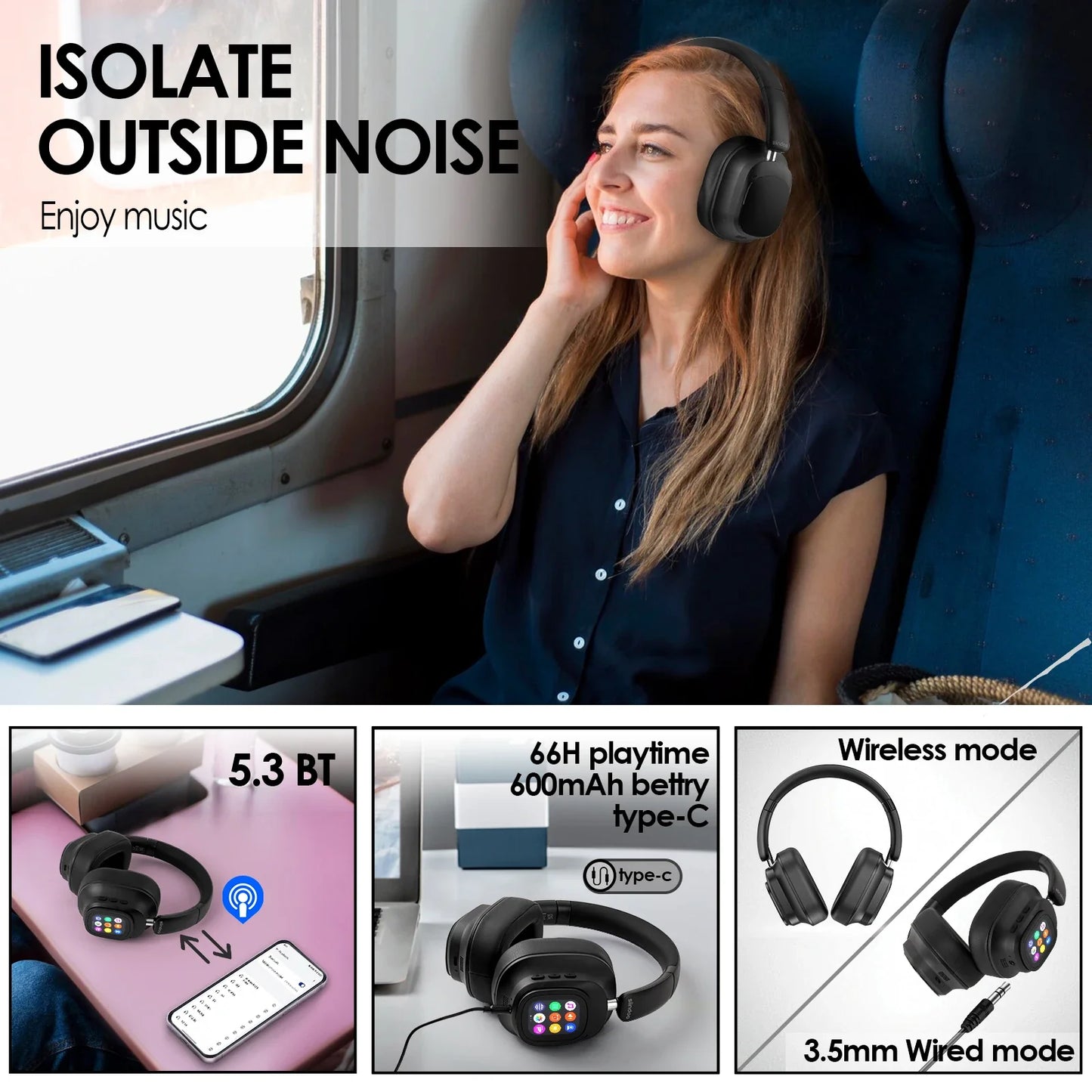 SonicWave Touch Control Headphones