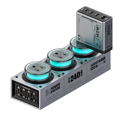 PowerForge 7-in-1 GaN Charging Hub (240W USB-C + AC Power)