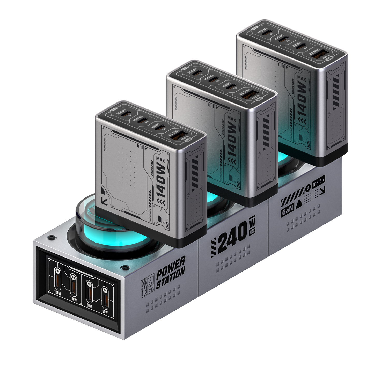 PowerForge 7-in-1 GaN Charging Hub (240W USB-C + AC Power)