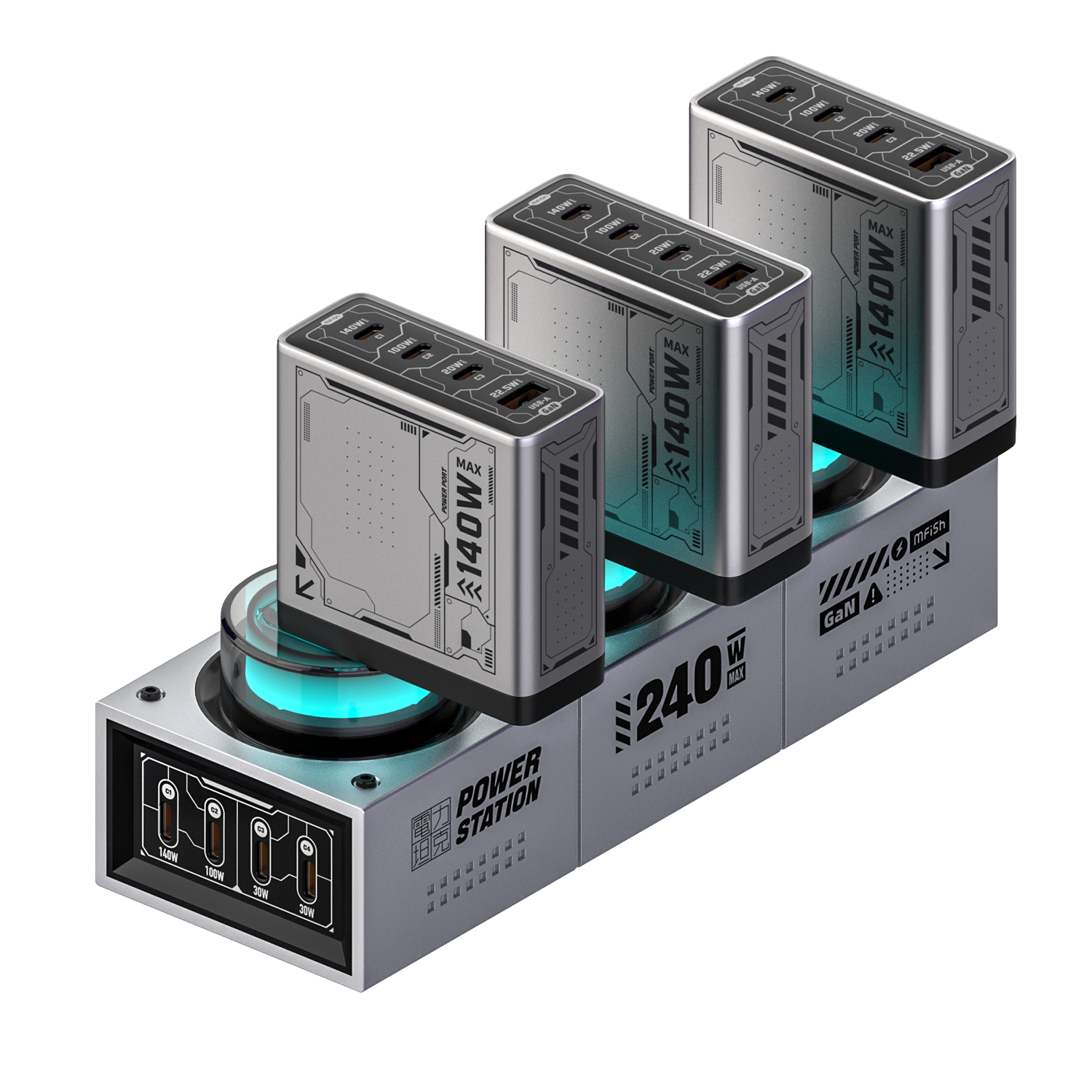 PowerForge 7-in-1 GaN Charging Hub (240W USB-C + AC Power)