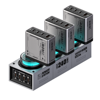 PowerForge 7-in-1 GaN Charging Hub (240W USB-C + AC Power)