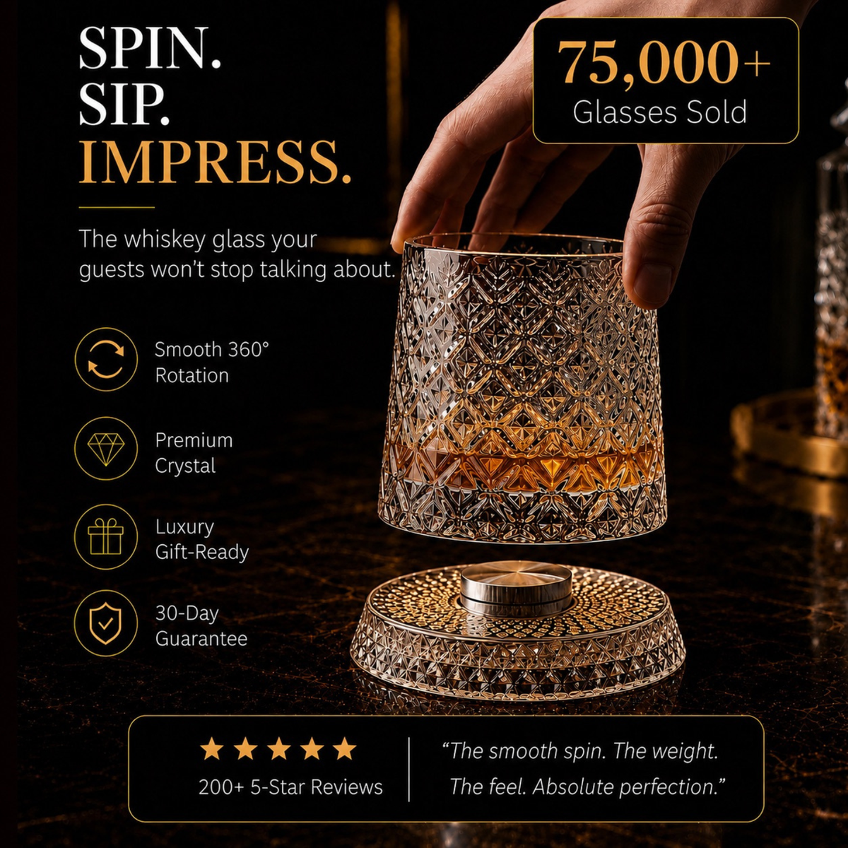 Tokyo Crystal Spinning Whiskey Glass