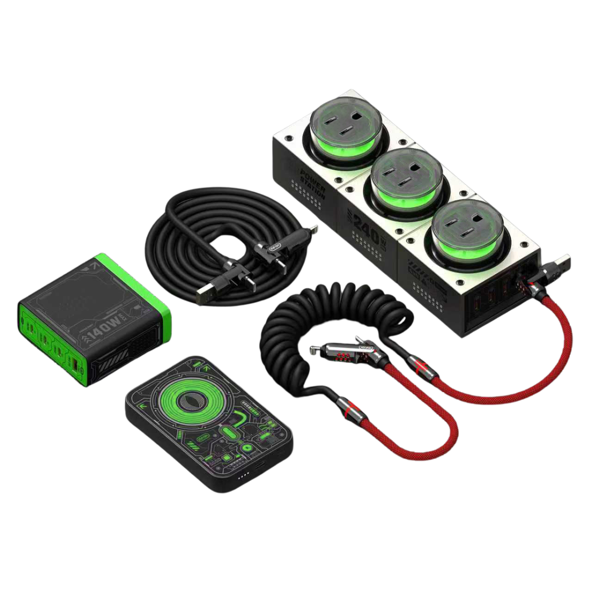 PowerForge 7-in-1 GaN Charging Hub (240W USB-C + AC Power)