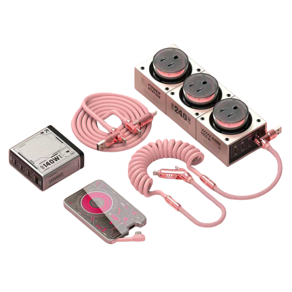 PowerForge 7-in-1 GaN Charging Hub (240W USB-C + AC Power)