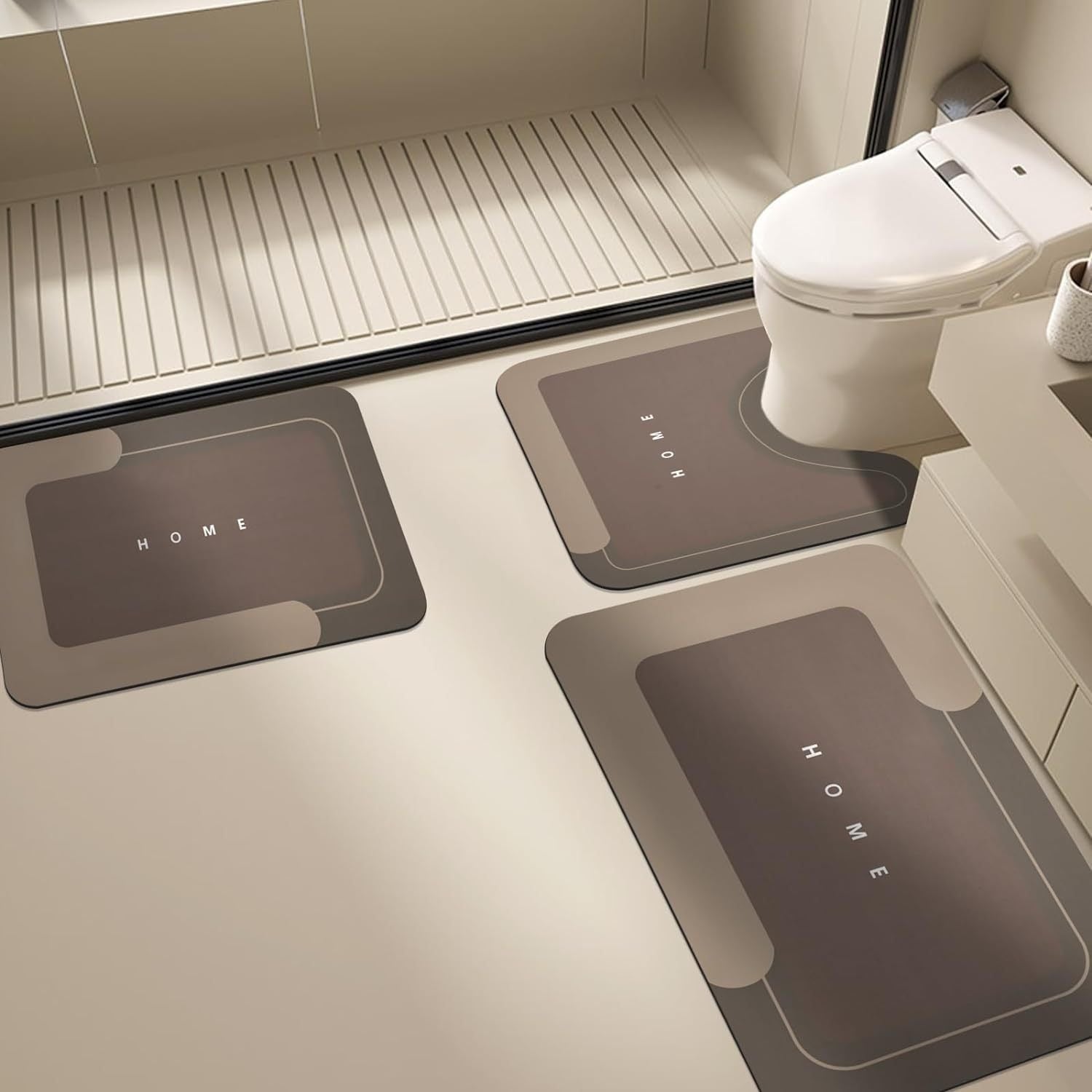 3pc Quick-Dry Bath Mat Set
