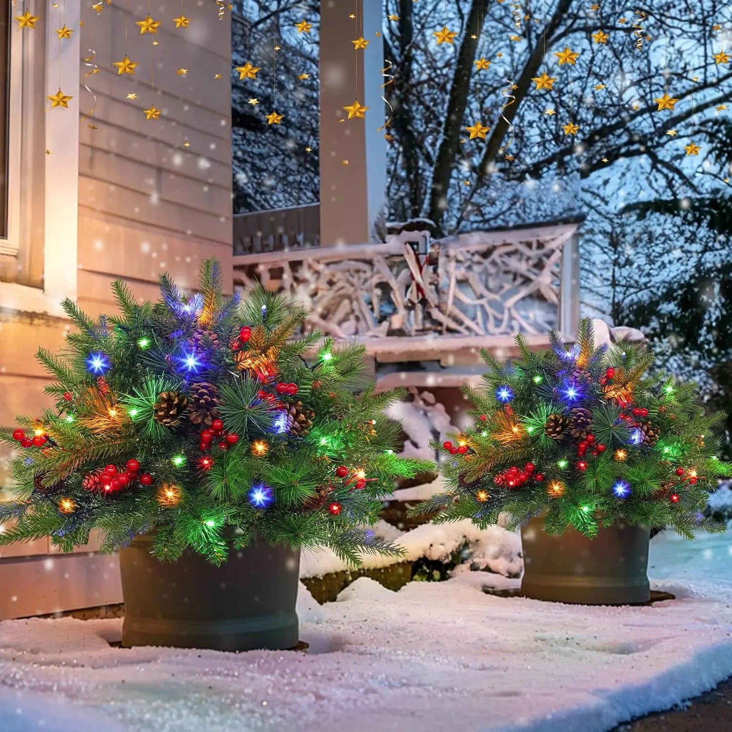 GlowPine Pre-Lit Christmas Urn Filler