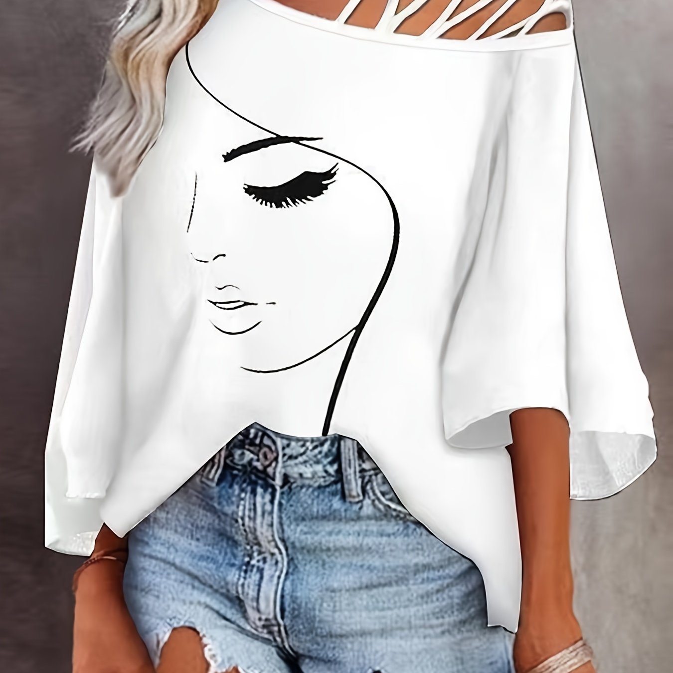 Femme Visage Off-Shoulder Tee